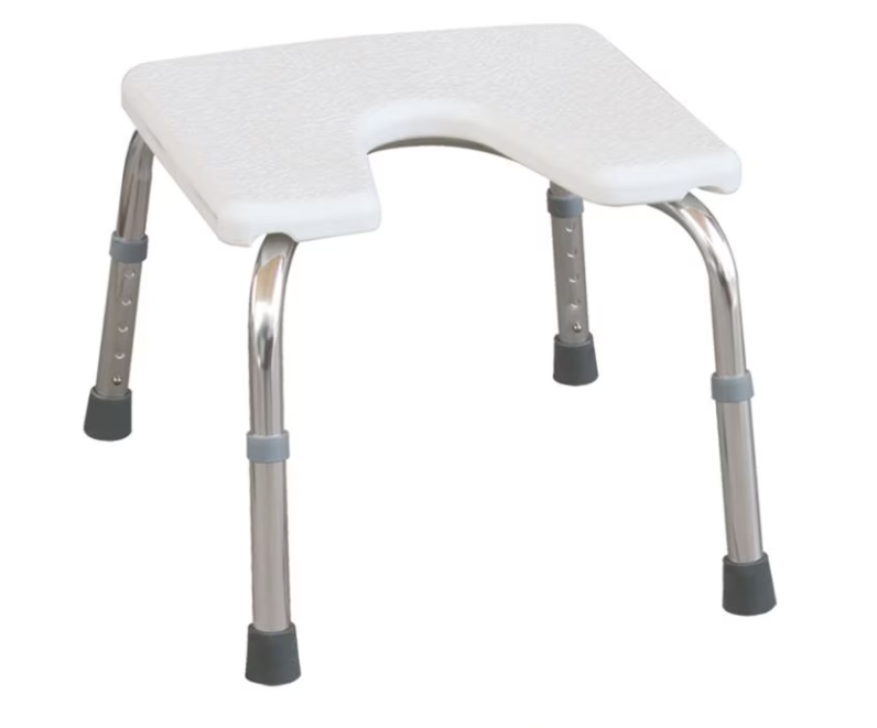 Scaun de baie/dus cu sezut decupat din aluminiu, reglabil pe inaltime, cmx-7961L